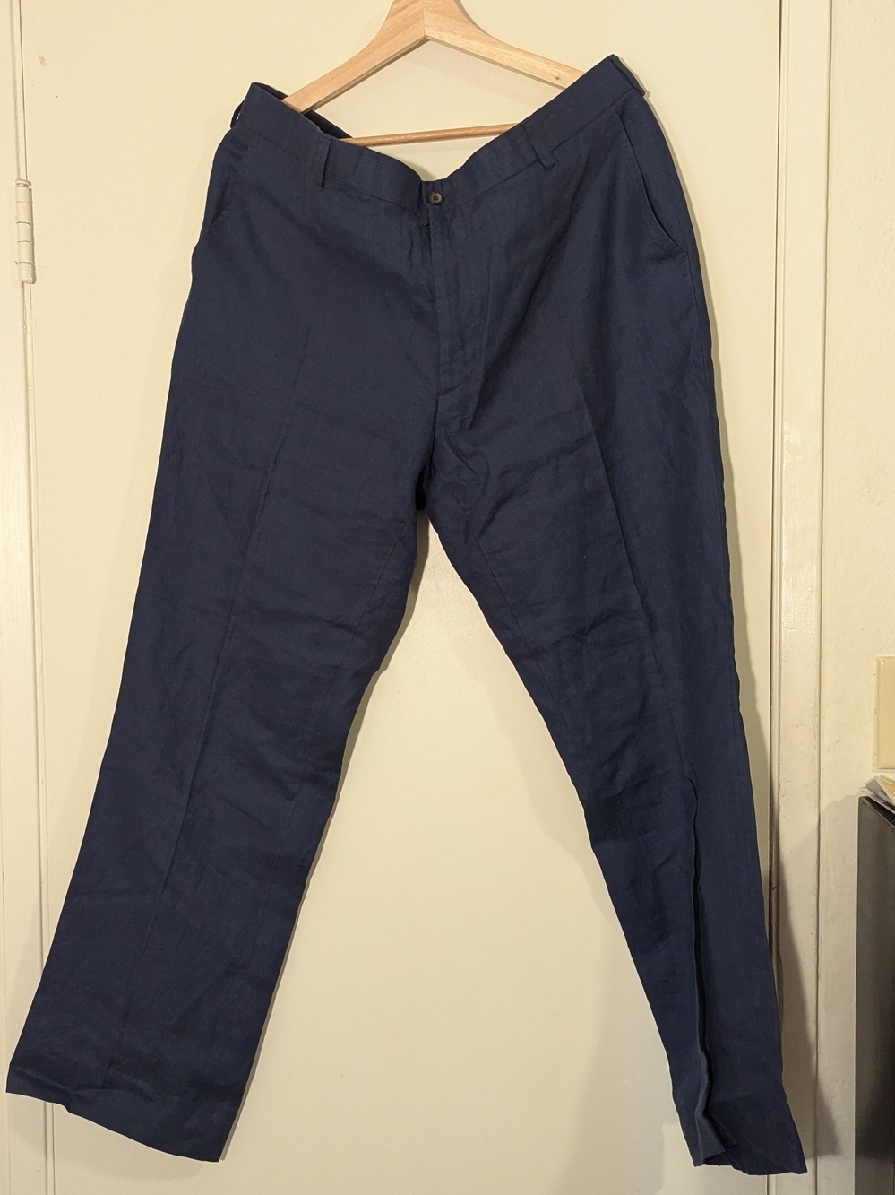 Ralph Lauren Purple Label Men's Linen Navy Grey Dress Trousers, 38
